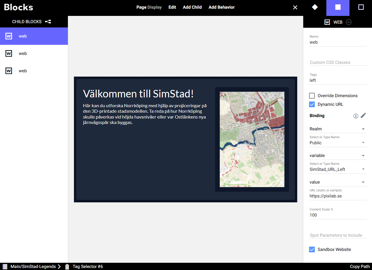 Completed SimStad legend Block configuration in Blocks
