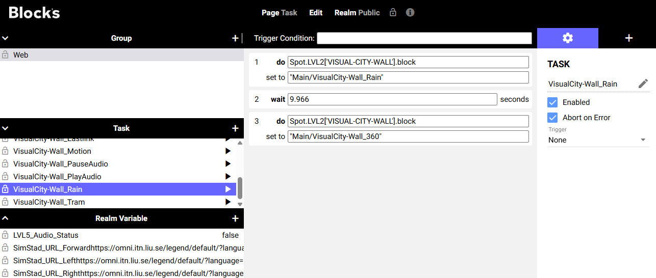 Blocks Task configured to assign a video Block to a Spot Group
