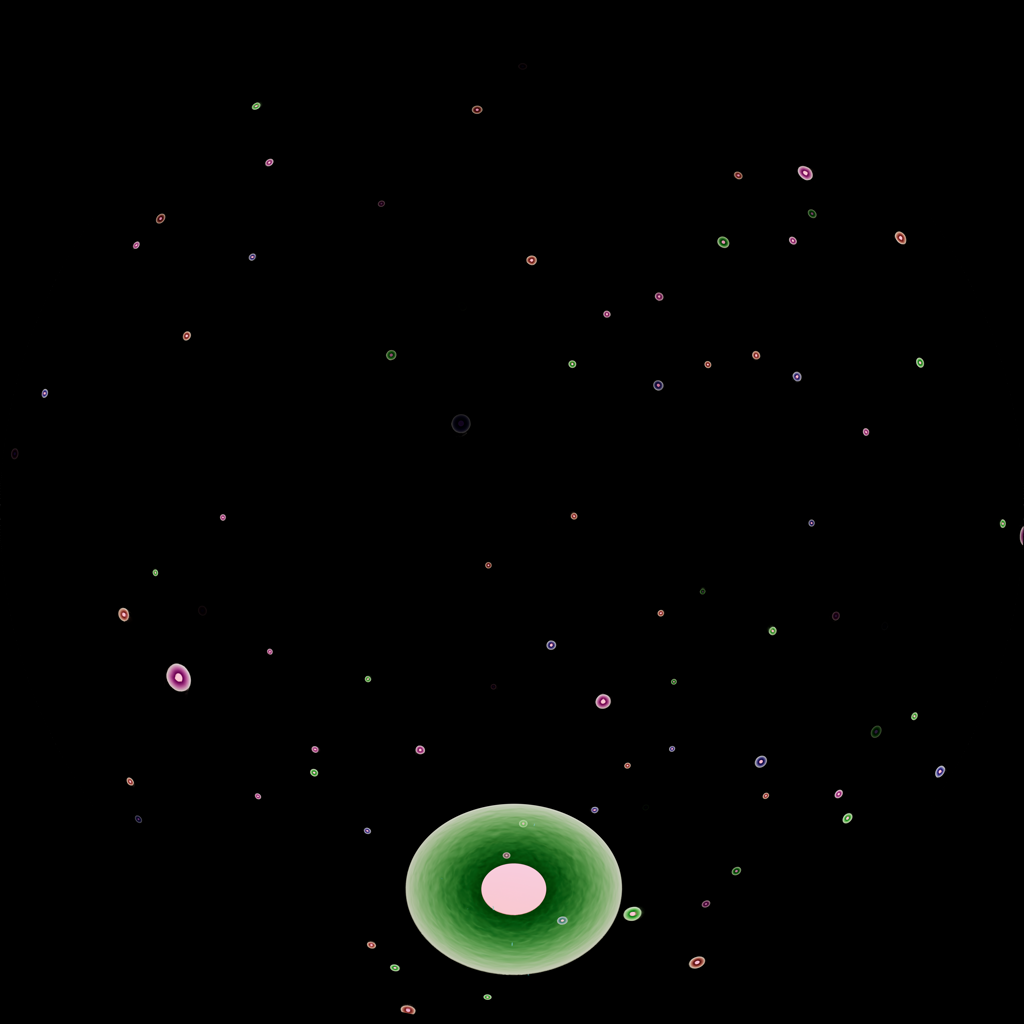 Cells in primordial soup created using particle system